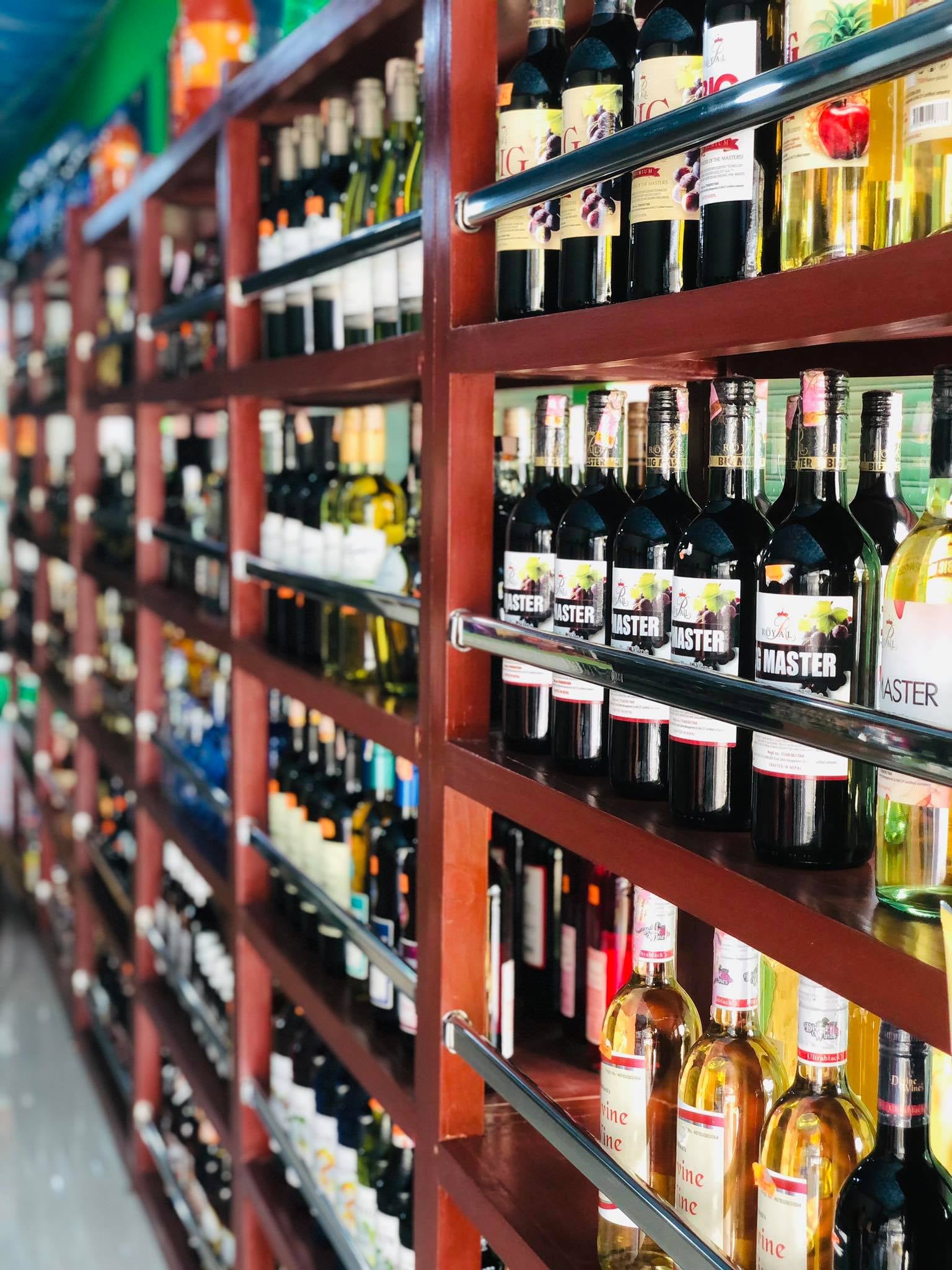 Selection of beverages and alcoholic drinks